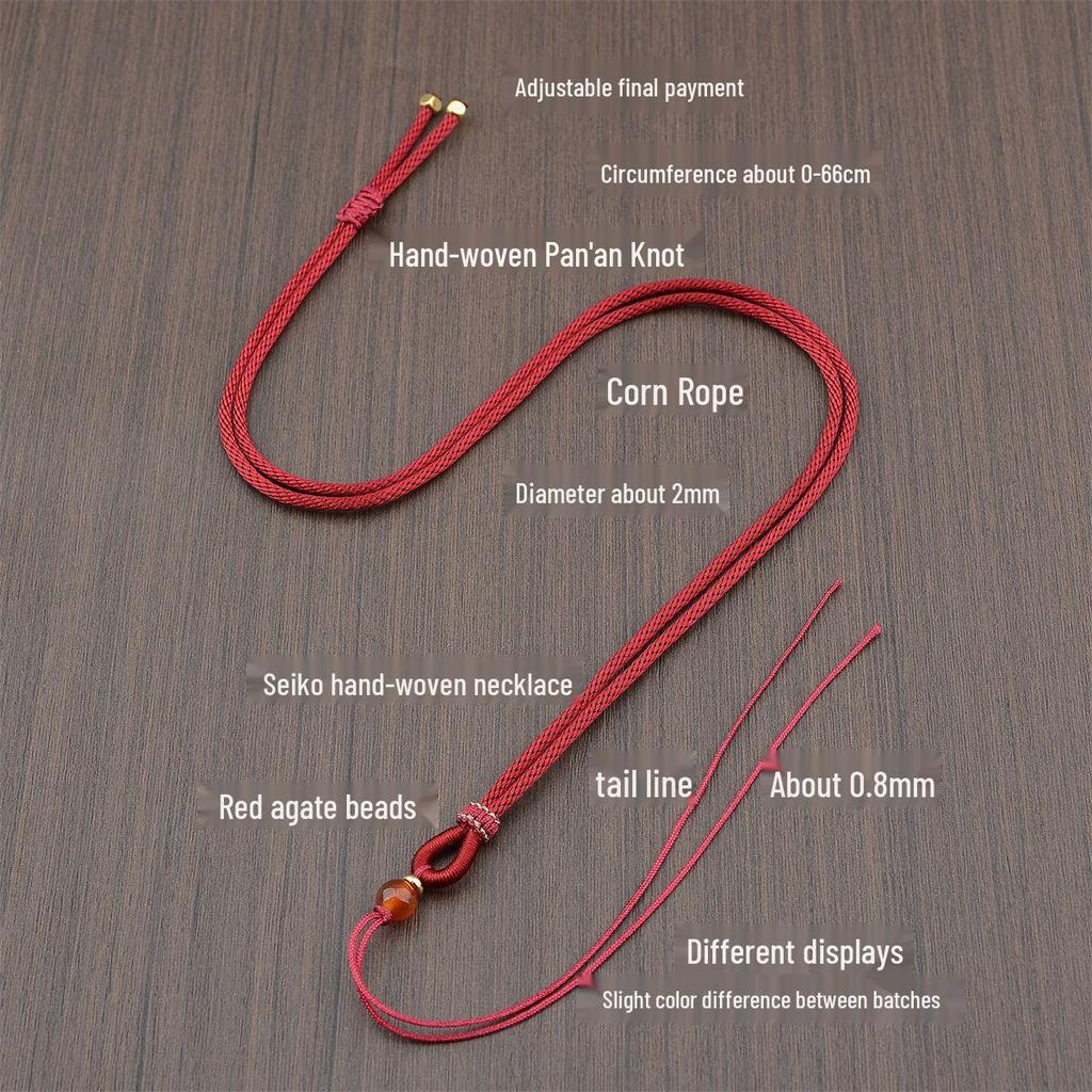 Jade Agate Necklace: Adjustable Amber Pendant Rope for Men & Women