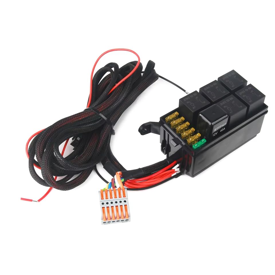 12V LED Switch Panel Circuit Control Relay System Box Slim Touch Control Panel Boat Jeep UTV Caravan Vehicle Switch Box 12V 6-Gang 600W-1200W In-Car
