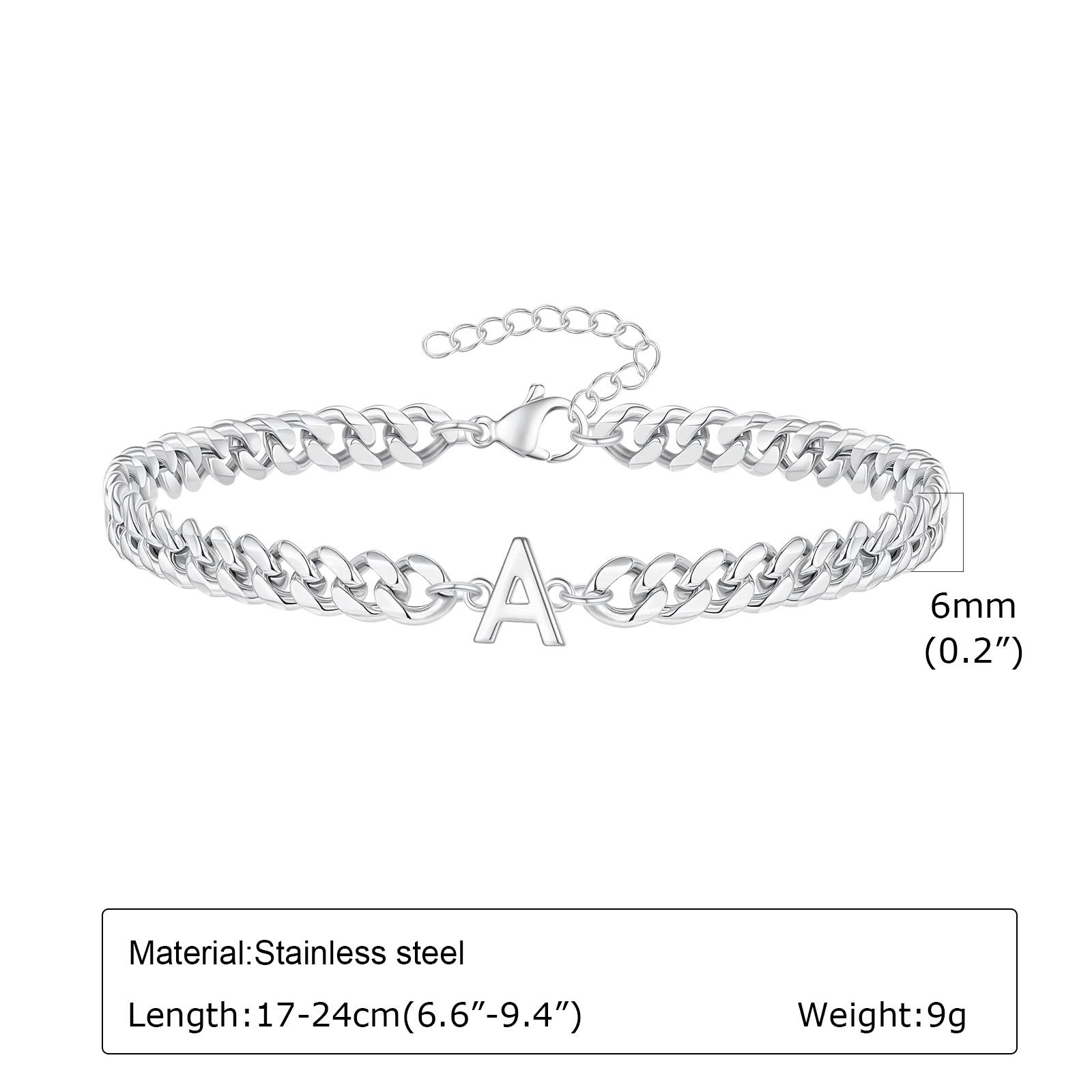 

A-Z Initial Bracelets for Men,Stainless Steel Cuban Chain Bracelet with 26 Letter Alphabet,Waterproof Anti-faded Men Jewelry G