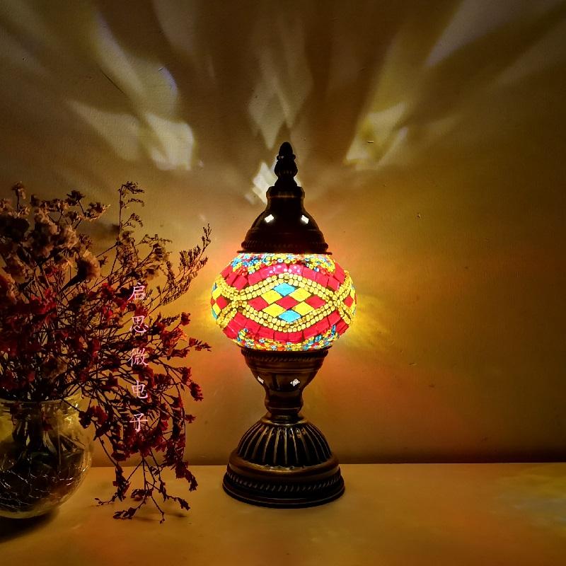 Lampada da Tavolo a Mosaico Turca Vintage Art Déco Fatta a Mano Lamparas De Mesa Vetro a Mosaico Romantica Luce da Letto Lamparas Con Mosaicos