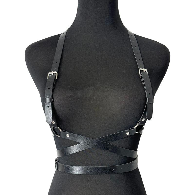 Fashion Belt Street Style Pu Leather Chest Harness Belt Punk Suspenders Decorative Waistband Gothic Clothing Accessories Women