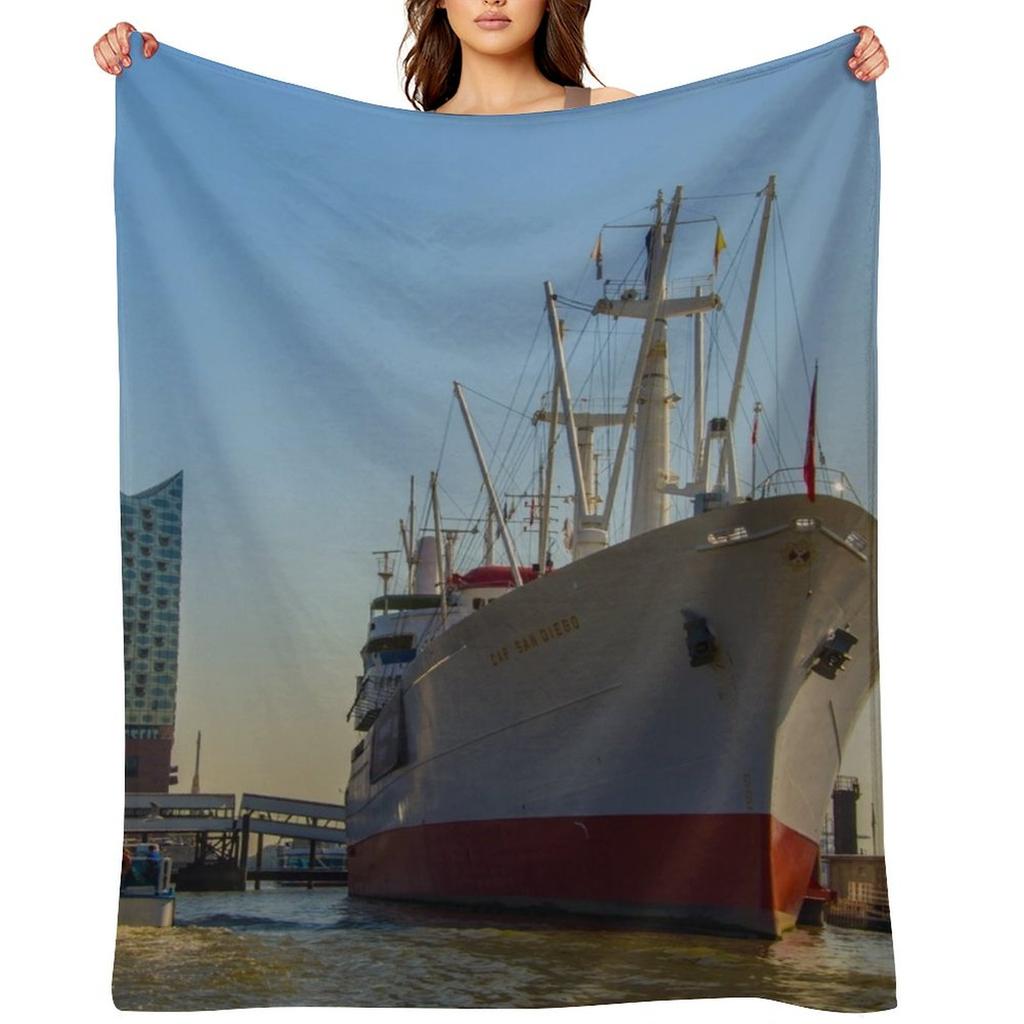 Cap San Diego - Hamburg Throw Blanket Sofa Quilt Luxury Designer halloween Luxury Blankets
