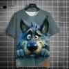 Fun Men's T-Shirt 3D Wolf Printed Short Sleeve T-Shirt Street Fashion Tops Hip Hop O Neck T-Shirt Summer Men's Casual Clothing