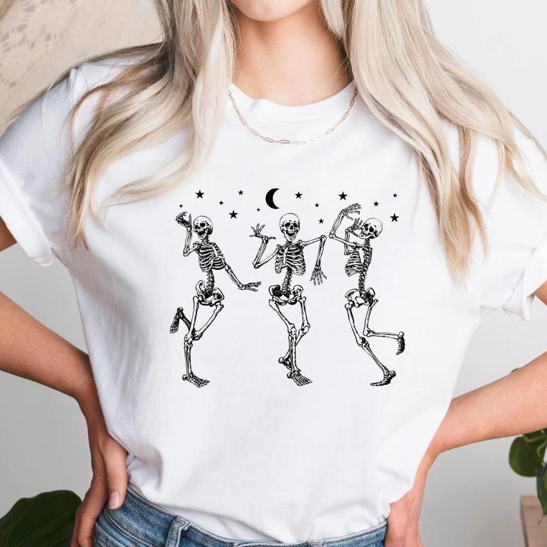 Halloweenové tričko Halloweenová párty Tančící kostlivec Vtipné Halloweenové tričko Kostlivci Šťastné Halloweenové tričko