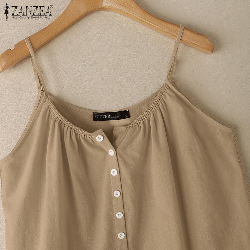 ZANZEA Damen Lässige Einfarbige Sommer Ärmellose Träger Camisoles