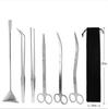 Aquatic Plant Trimming Kit: Stainless Steel Tweezers, Scissors, Clips, Flat Sand Shovel, Algae Scraper, Fish Tank Cleaning Supplies