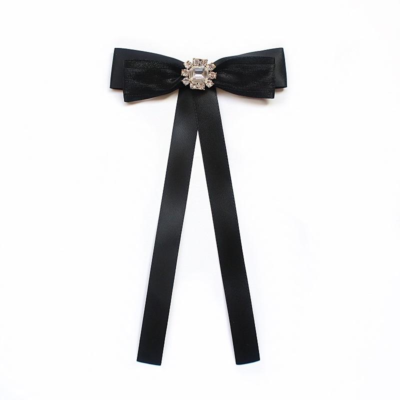 1Pcs British Korean College Style Handmade Ribbon Black Bowtie Pins Bow Tie For Women'S Girl Bank White Shirt Collar Flower