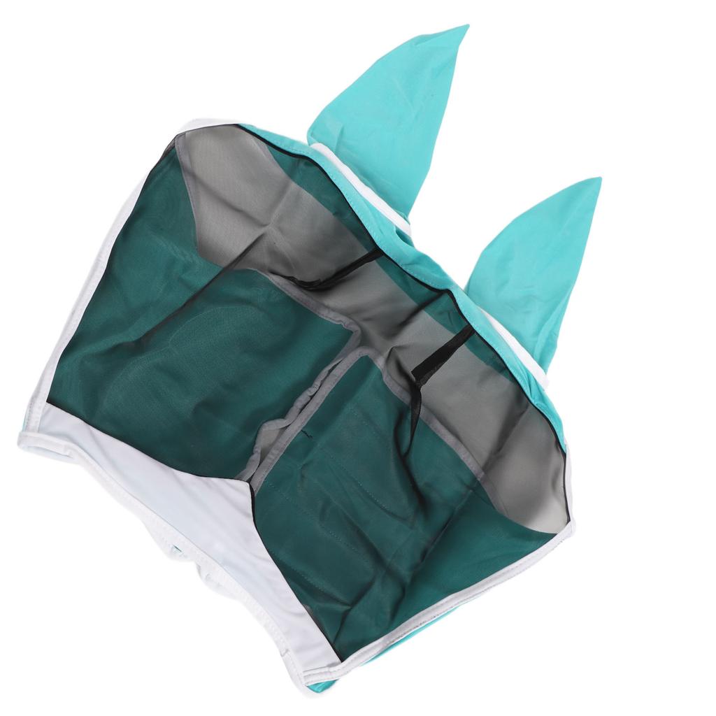 Mesh Horse Fly Mask Elastic UV Protection Detachable Breathable Horse Fly Mask with Ears for Horses Blue Green L