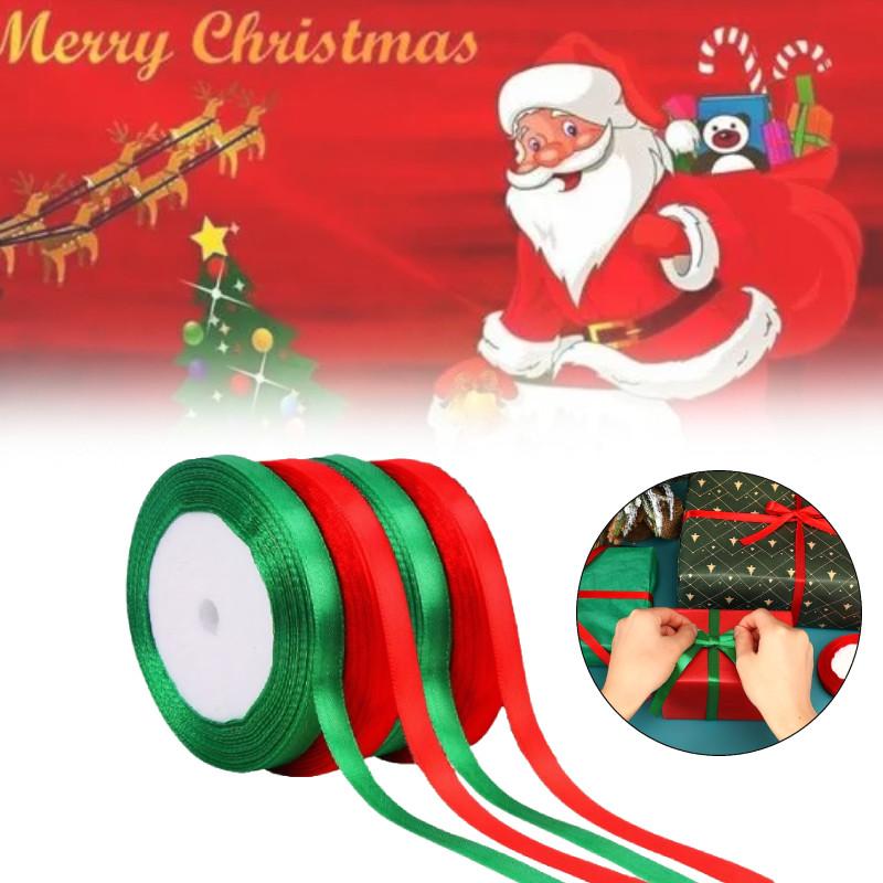 Christmas Ribbon 4pcs Red Green Wrap Bandage Diy Bow Wedding Card Gift Decor Box