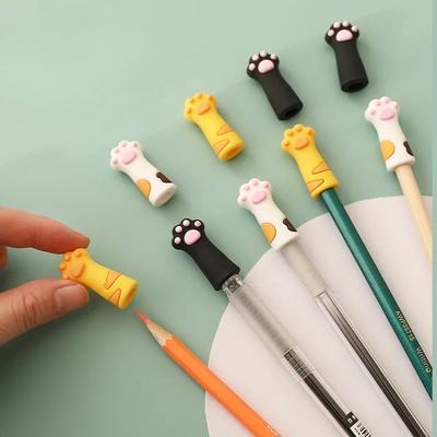 2 STK Kreative Niedliche Cartoon-Katzenpfote Silikon Stiftkappe Bleistiftspitze Kugelschreiberspitze Bruchsicherer Schutz Kawaii Briefpapier Dekor