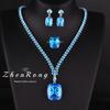 Aquamarine Topaz Necklace 20 Carat Colored Treasure Stud Earrings Paraiba Ring Royal Blue And Yellow Diamond Set