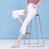 Women's High Waist Lace Flare Pants - White, Elastic, Plus Size, Slimming, Casual, Thin, Seven-Point Length, Summer Style