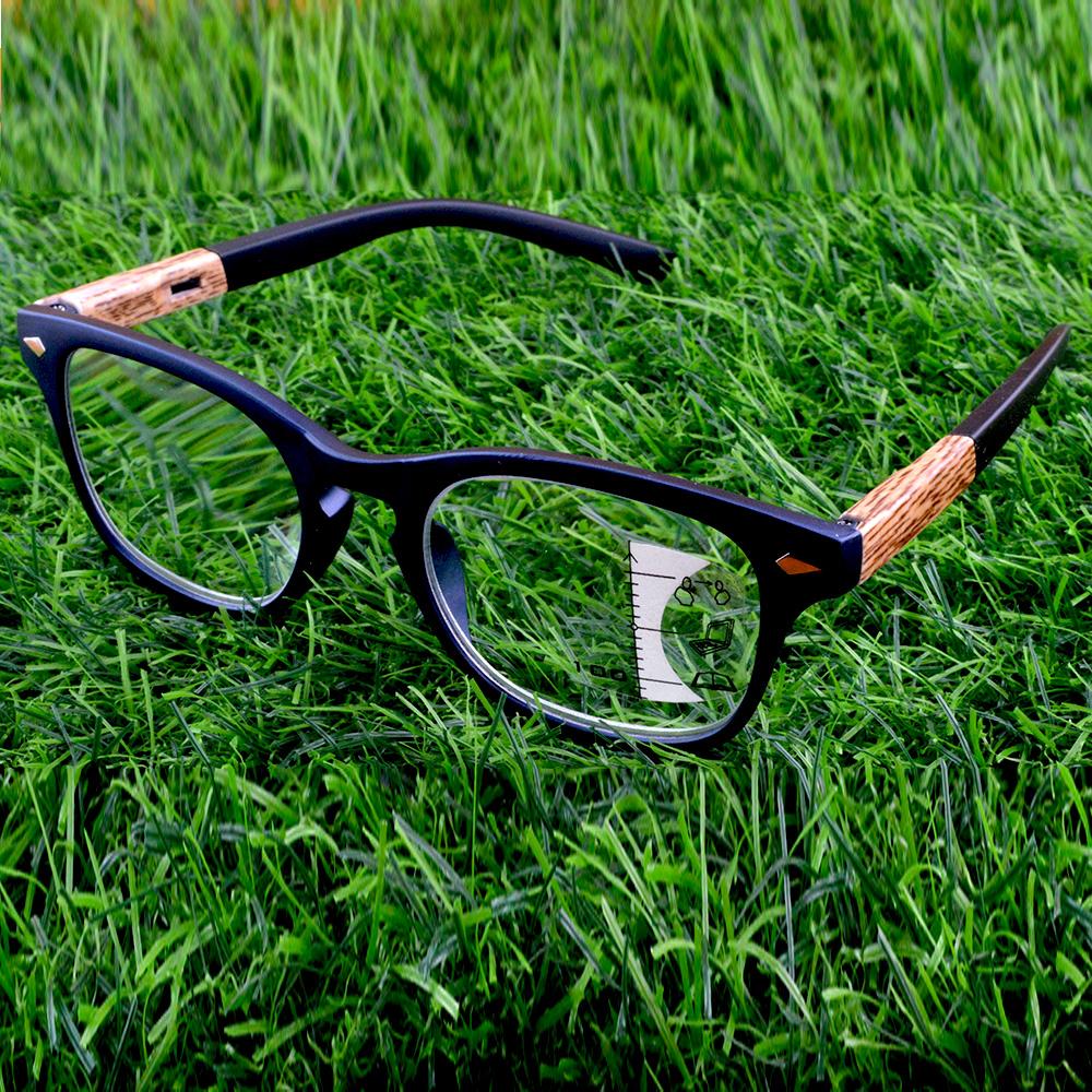 

Handcraft Wood Grain Square Blue Frame Men Progressive Multifocal Limited Reading Glasses +0.75 to +4 +400 синій