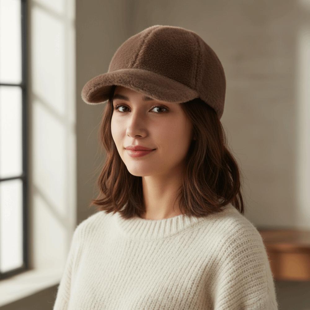 Solid Color Faux Fur Duckbill Hat Thickened Warm Plush Hat Casual Fluffy Baseball Hat Outdoor