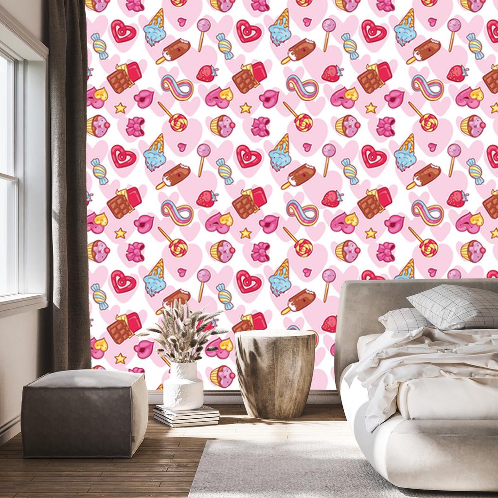 Joyful colorful sweets wallpaper for living room and bedroom 50x1000