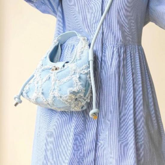 Quaste Unifarbene Canvas-Tasche Hochwertige Vintage-Jeans-Tasche für Damen Neues Nischen-Design Quasten-Umhängetasche