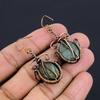 Labradorite 999 Copper Wire Wrapped Earrings, Handmade Gemstone Earrings Jewelry, Gifts For Wife Brand New Earrings