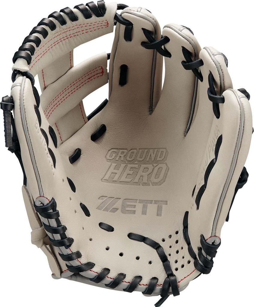 ZETT Youth Baseball Ground Gray x Black BJG762620 Glove, Hero, All-Around, Left-Handed Throw, (1519), Size Small,