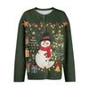 Women's Fashion Long Sleeve Christmas Print Cardigan Coat for Holiday Winter