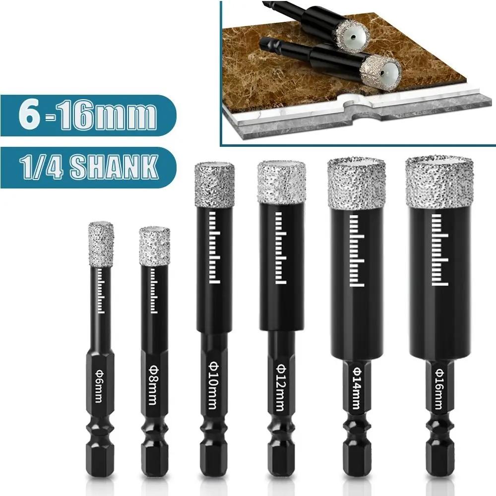6-16Mm Hexagonal Shank Brazed Dry Ceramic Tile Drill Bit Marble Granite Vitrified Tile Hole Opener Diamond Drill Bit Hole Saw