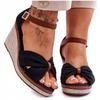 Women's Black Wedge Sandals 38