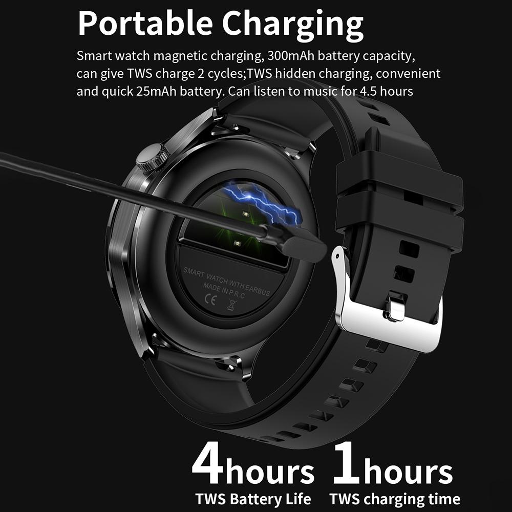 T98 2 az 1-ben okosóra TWS fülhallgatókkal 1,43 hüvelykes AMOLED kijelző Bluetooth-kompatibilis hívás funkcióval