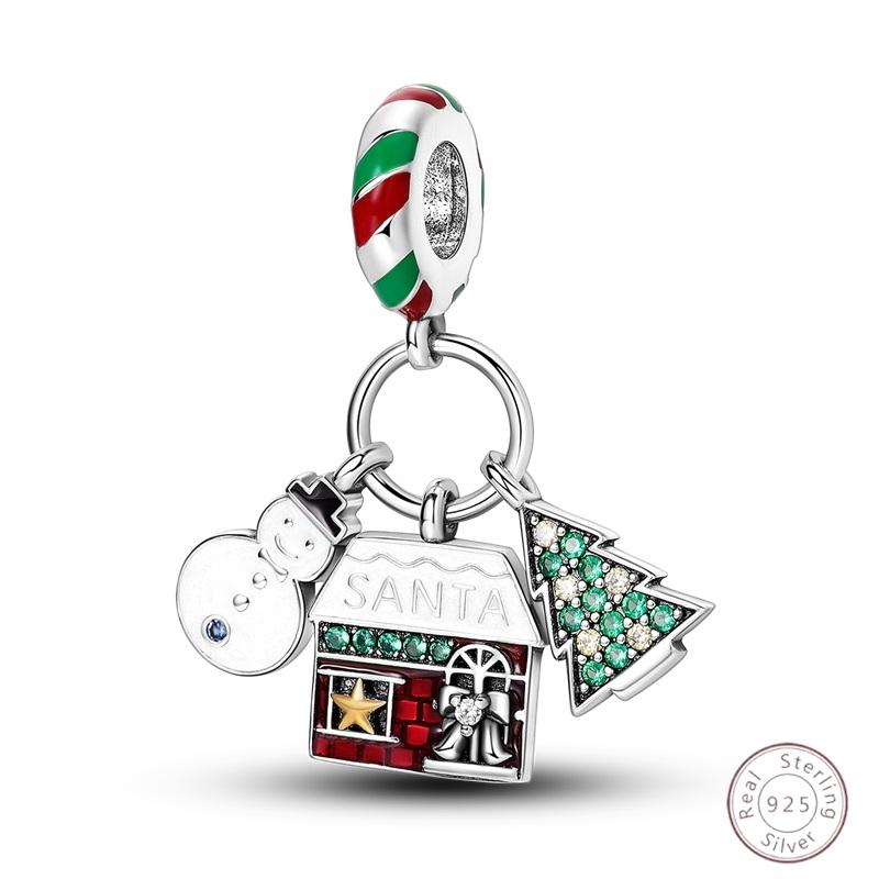 Christmas Charm Bead Pendant Copper Christmas Elk Santa Snowman Claus Charm Fit Original Bracelet Women Diy Jewelry