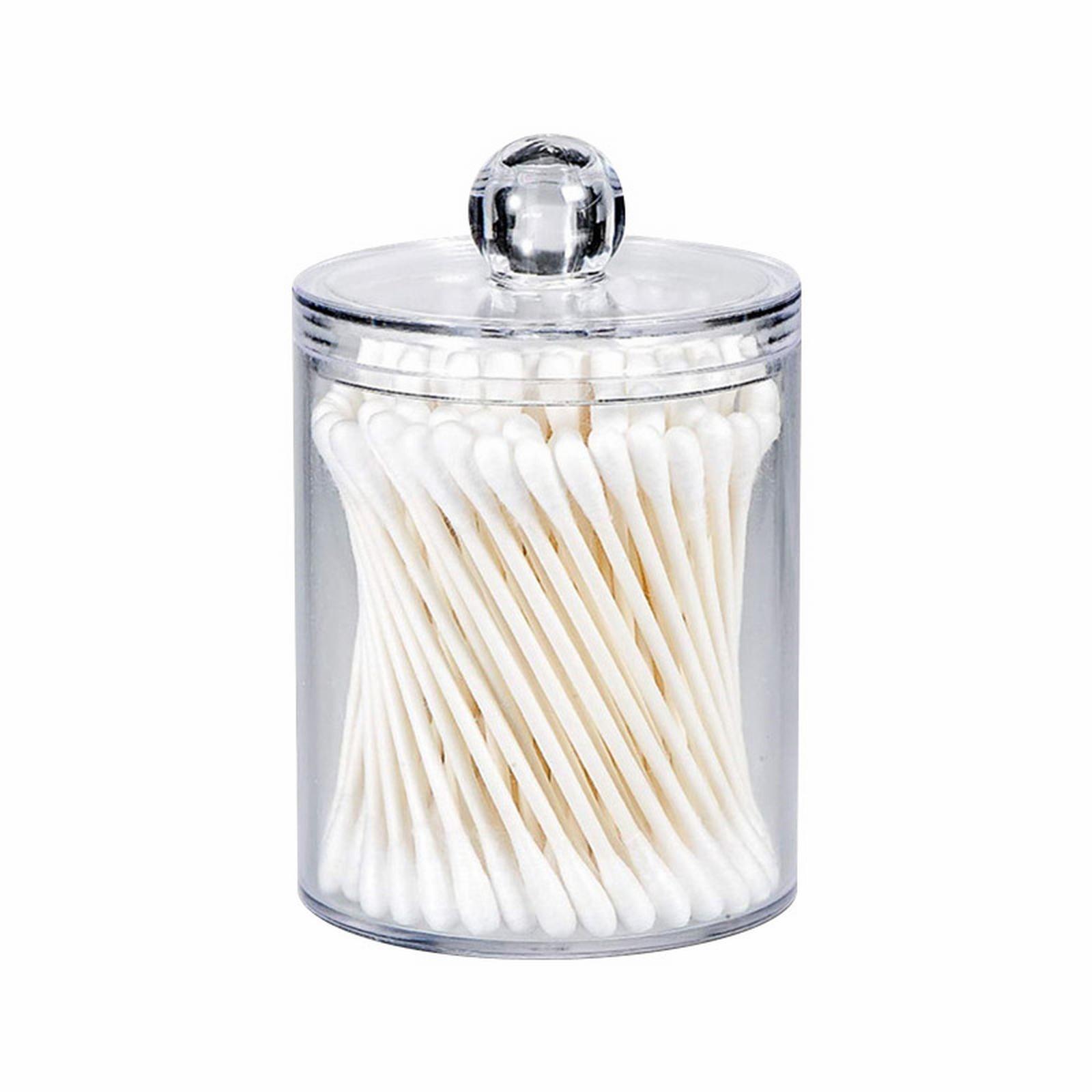 

Round Transparent Storage Box With Lid Dust-Proof Organizer Acrylic Cotton Swab Storage Container Household Accessories One Size чистый