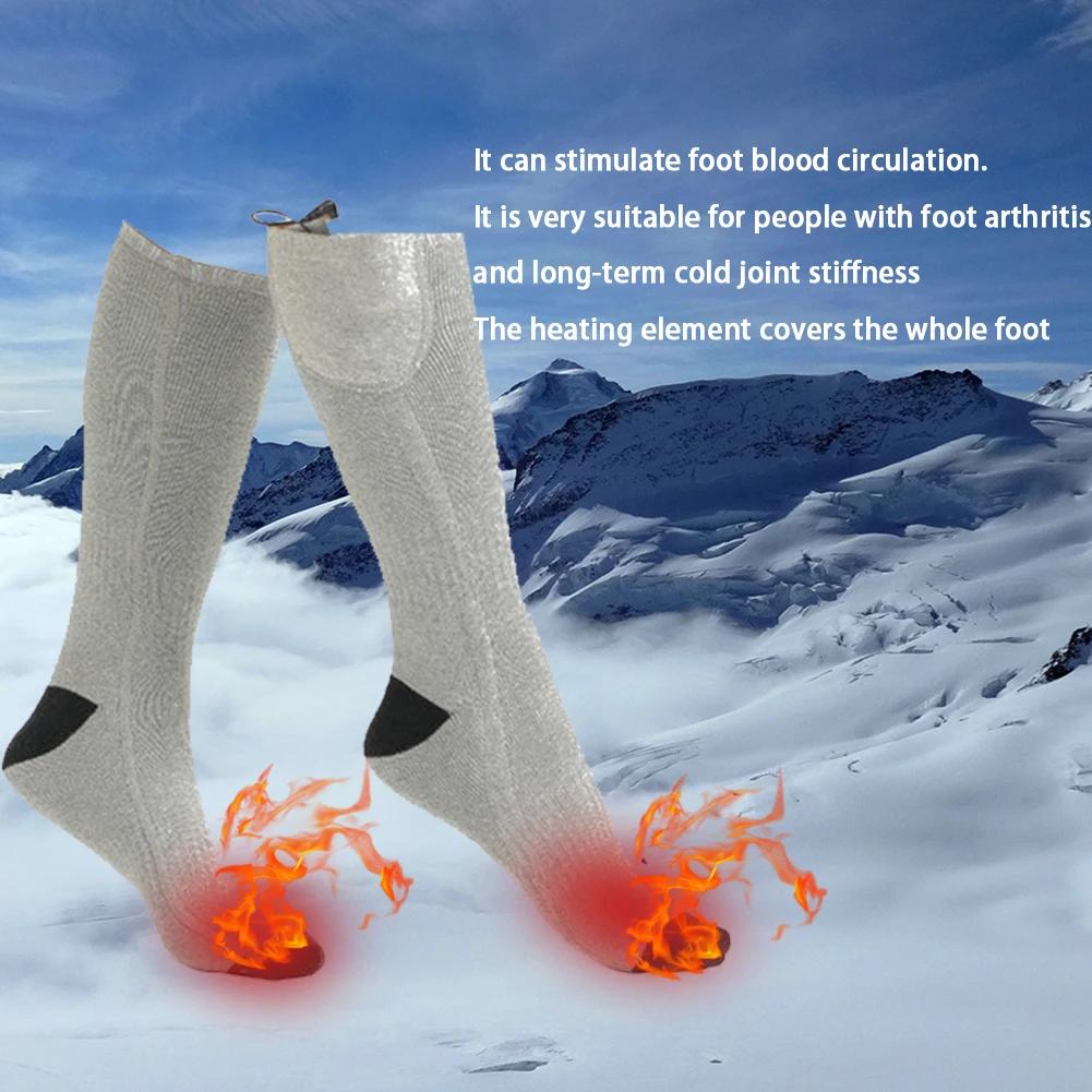 Winter Elastic Electric Heating Socks Breathable Charging Anti-Cold Skiing Foot Warmer Heated Thermal Stockings Without Battery