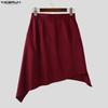 INCERUN Women Men Long Sleeve Cropped Tops and Irregular Skirts Sets Outfits