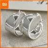 Xiaomi 925 Sterling Silver Vintage Earrings For Women Trendy Wide Smooth Earring Jewelry Prevent Allergy Party Accessories Gift