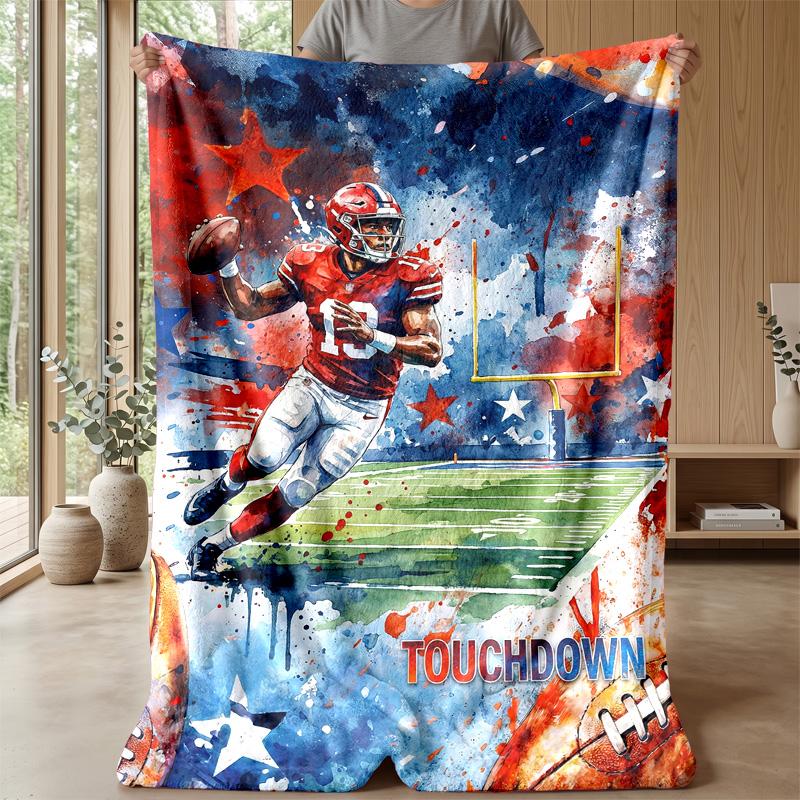 American Football Showdown Fire vs Lightning blanket Personalized Name Flannel Blanket Soft Cozy Plush Throw for Sofa Bed Lightweight Home Decor