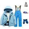 Dětská módní lyžařská souprava pro chlapce a dívky, zateplená, voděodolná, termo lyžařská souprava, pětidílný komplet s bundou a kalhotami