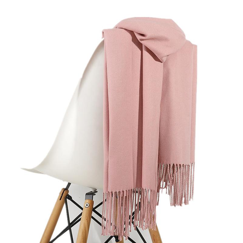Imitation Cashmere Scarf for Women In Autumn and Winter Solid Color Gray Warm Red Shawl Air Conditioning Scarf Tassel Men's Winter Scarf