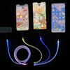 FONKEN 3 In 1 6A 66W Fast Charging Cable USB To Type-C Micro USB Lightning Charger Cable RGB Colorful Glow QData Cord