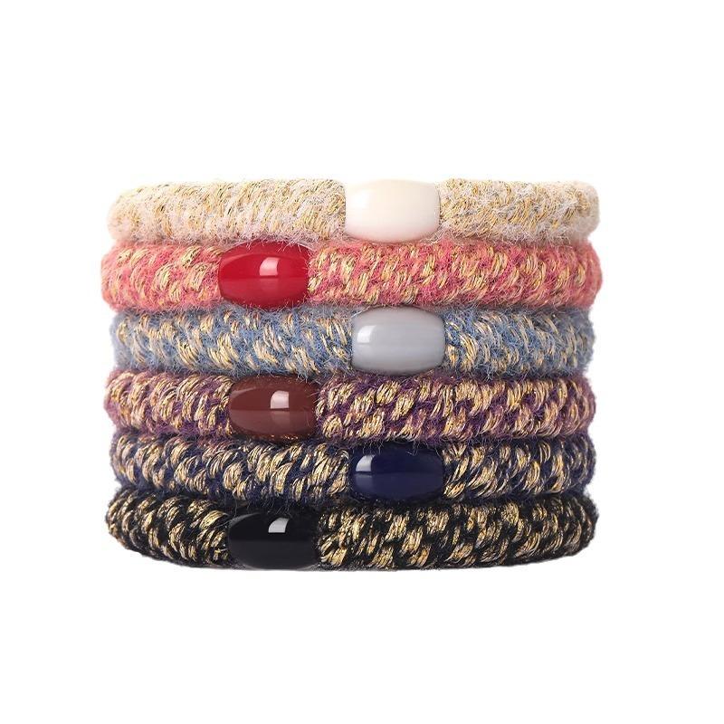 Boxed Fresh and Simple Woven Hair Tie High-elasticity Updo Velvet Hair Band Hair Tie and Hair Accessory