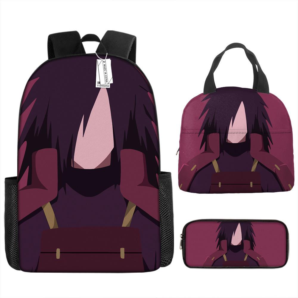 Naruto Schoolbag Elementary School Boys Large Capacity Schoolbag Lunch Bag Pencil Case Three-piece Set
