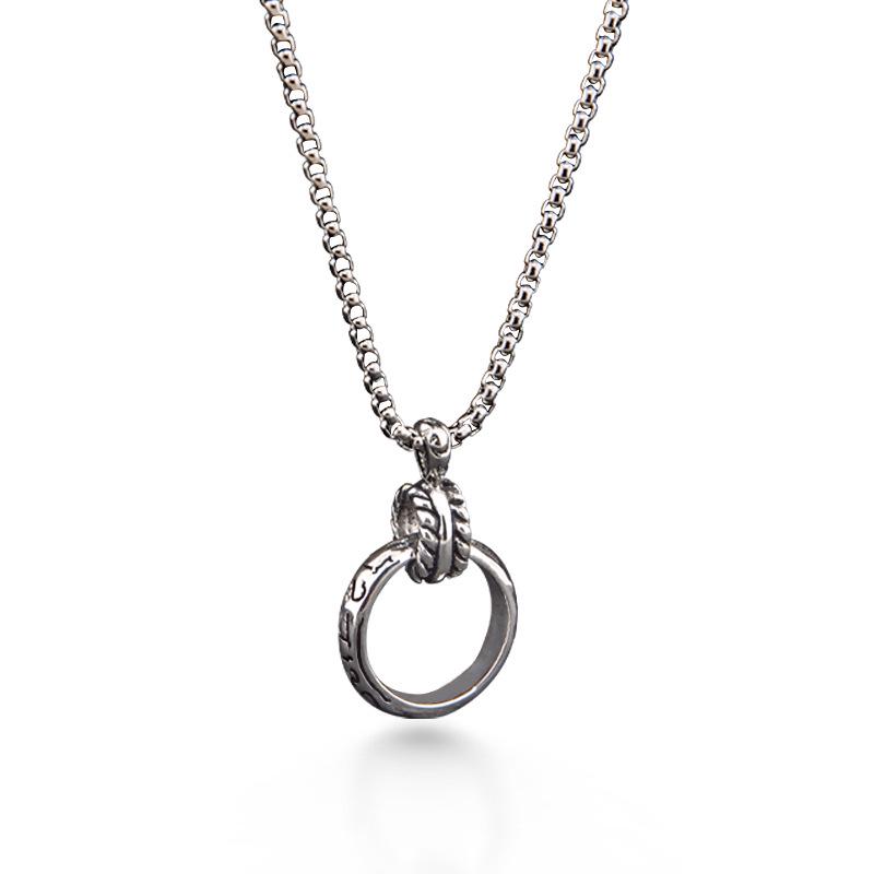 Six-Character Mantra Titanium Pendant: Retro Couple's Necklace with Luck-Turning Charm for Men