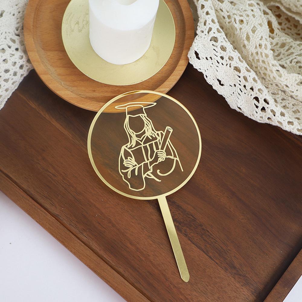 3pcs Gold Black Acrylic Graduation Cake Decorations for Congratulations Graduation Party Cake Topper Decorations Plugin