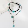 European and American Retro Turquoise Korean Velvet Neck Chain Female Butterfly Fringed Pendant Necklace