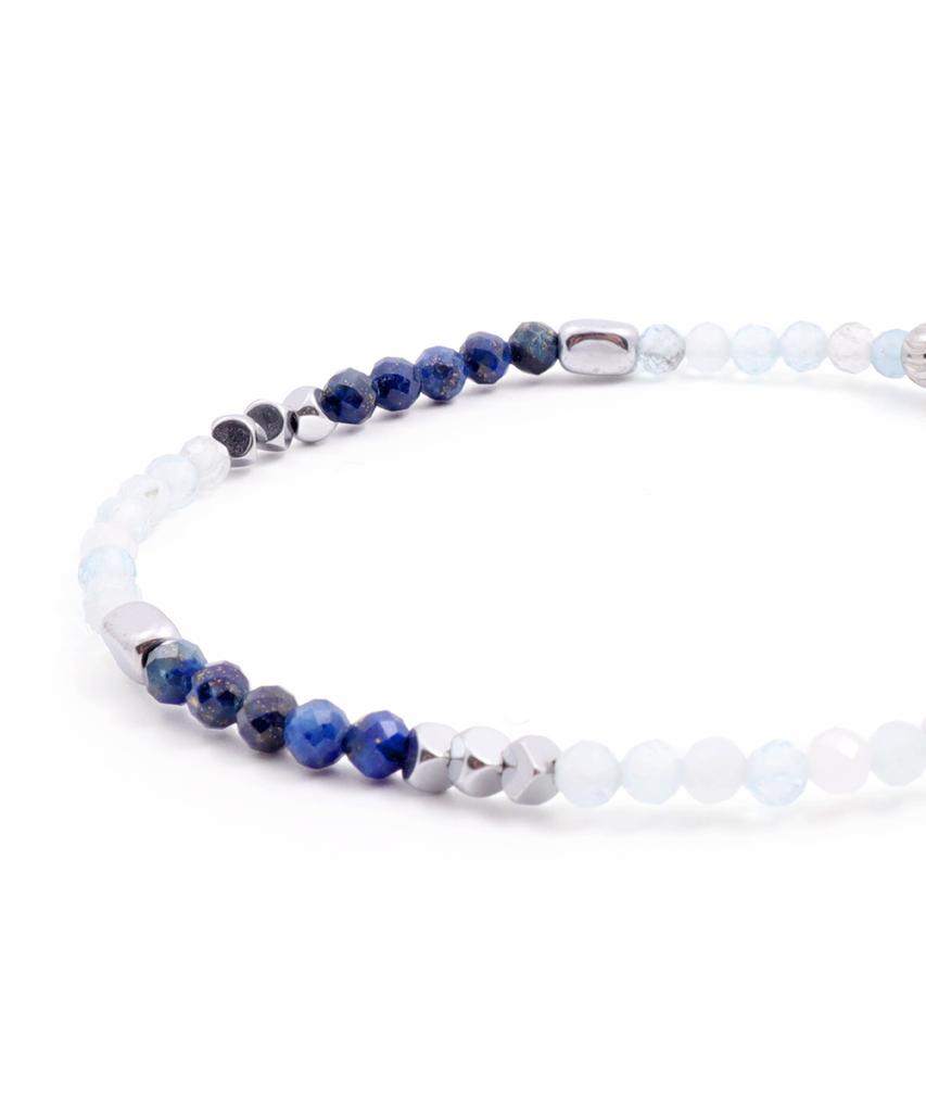 Polalita Blue Lapis Cut & Clear Mix Bracelet (Plt-Br-101_Bl)