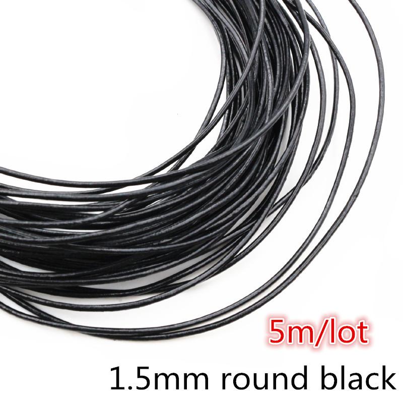 2-5m/lot 1-8mm Genuine Cow Leather Round/Flat Strand Thong Cord DIY Bracelet Findings Rope String For Jewelry Making Accessories
