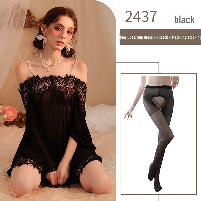 

Muxian Сексуальный кружевной сетчатый комплект ночной сорочки большого размера - Прозрачная сказочная клубная майка-комбинация One size [Wearable weight: within 150 jin]