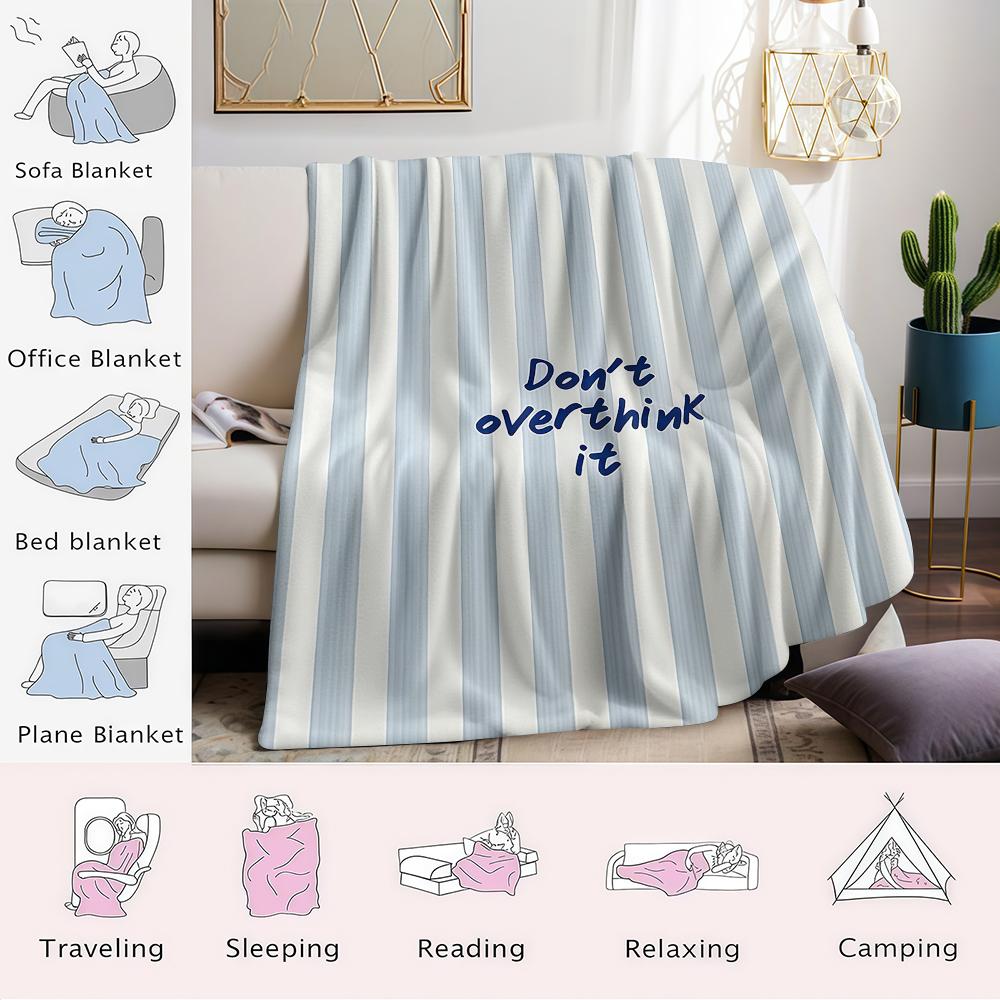 Coastal Stripes Mindfulness Flannel Blanket Warm Soft Halloween Christmas Couch Warm Cozy Decorative Decor Gift for All Season