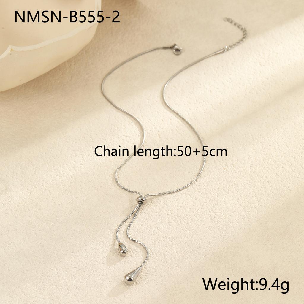 European and American Fashion Fringed Water Drop Earrings Stainless Steel Earrings Light Luxury Titanium Steel Necklace Y-chain Jewelry