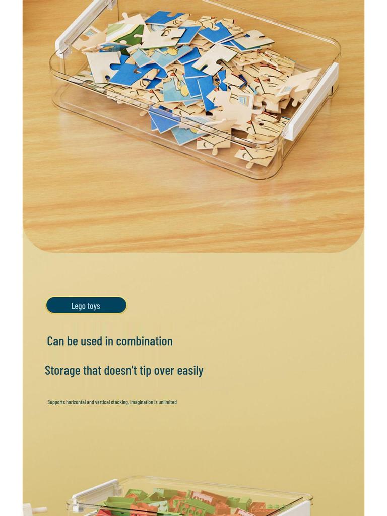 Transparent Dustproof Lego Toy Organizer Box for Children's Puzzles and Building Blocks - Large Capacity