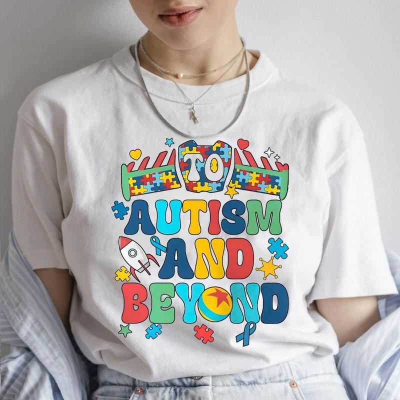 To Autism and Beyond TShirt for Unisex Autism Awareness Month Tops Summer Short Sleeve Tees Harajuku Female Aesthetic Clothing