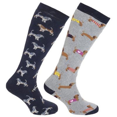 Womens / Ladies Animal Design Welly Socks (2 Pairs)