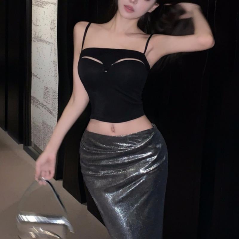 Women's Summer Design Sense Camis Pure Desire Hollow Sexy Top Summer Fashion Women's Tank Tops