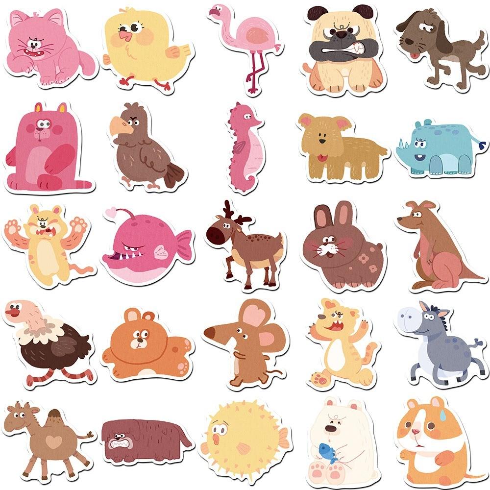 50-Piece Cartoon Small Animal Kindergarten Cute Decor Stickers - Waterproof Decals for Phone Cases, Guitars & Skateboards